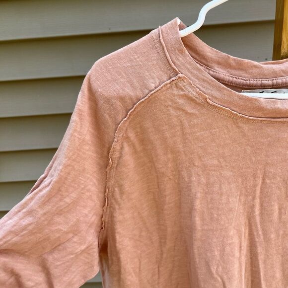 free people || peach long sleeve womans small dress lounge wear oversized shirt - Picture 4 of 6